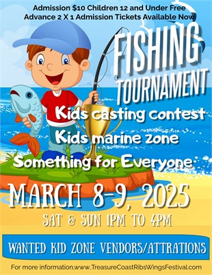 Treasure Coast Ribs, Wings & Music Festival Introduces Free Kids Fishing Contest and Kids Marine Zon